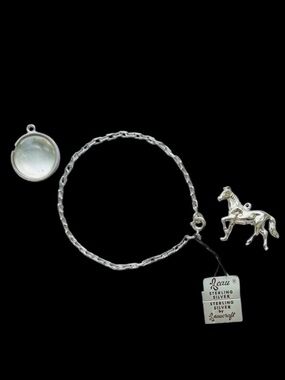 Beau Beaucraft Vintage Sterling Silver Charm Bracelet with 2 Charms